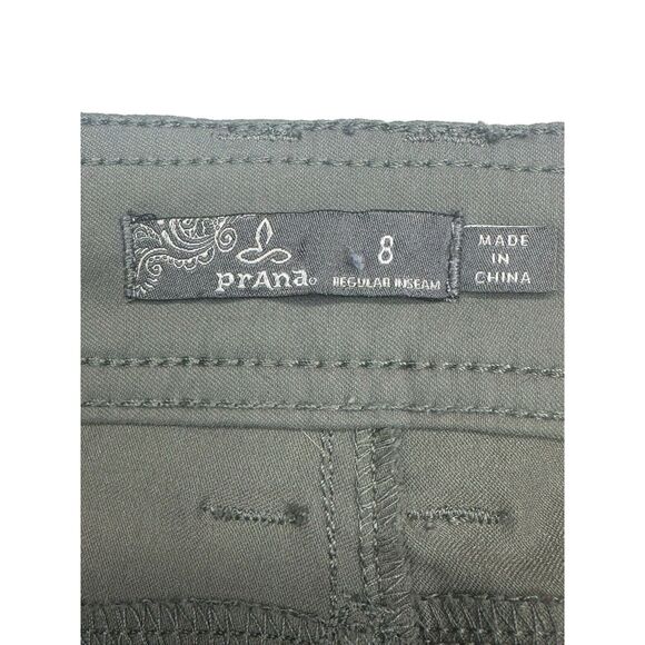 PRANA Size 8 Drawstring Snap Roll-Up Dark Green Pants Utility Outdoor Hiking - Picture 2 of 11